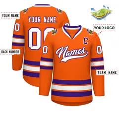 Orange White-Purple Classic Hockey Jersey 2