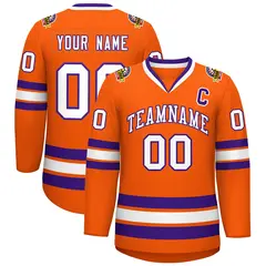 Orange White-Purple Classic Hockey Jersey 1