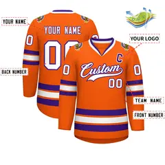 Orange White-Purple Classic Hockey Jersey 2