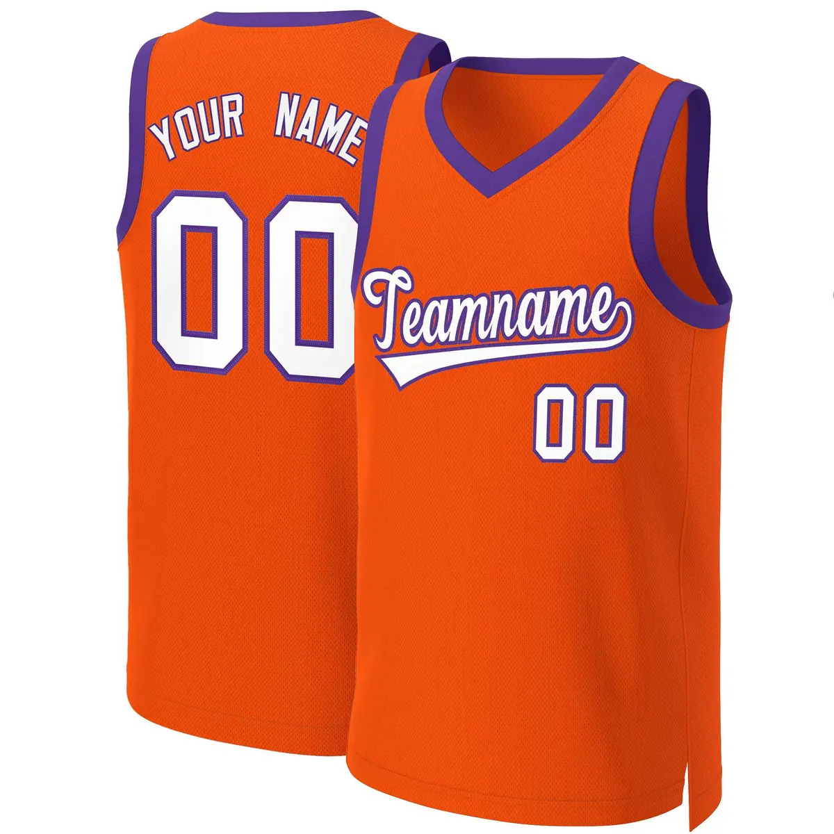 Orange White-Purple Classic Team Basketball Jersey