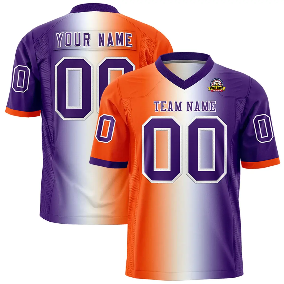 Orange White-Purple Gradient Football Jersey
