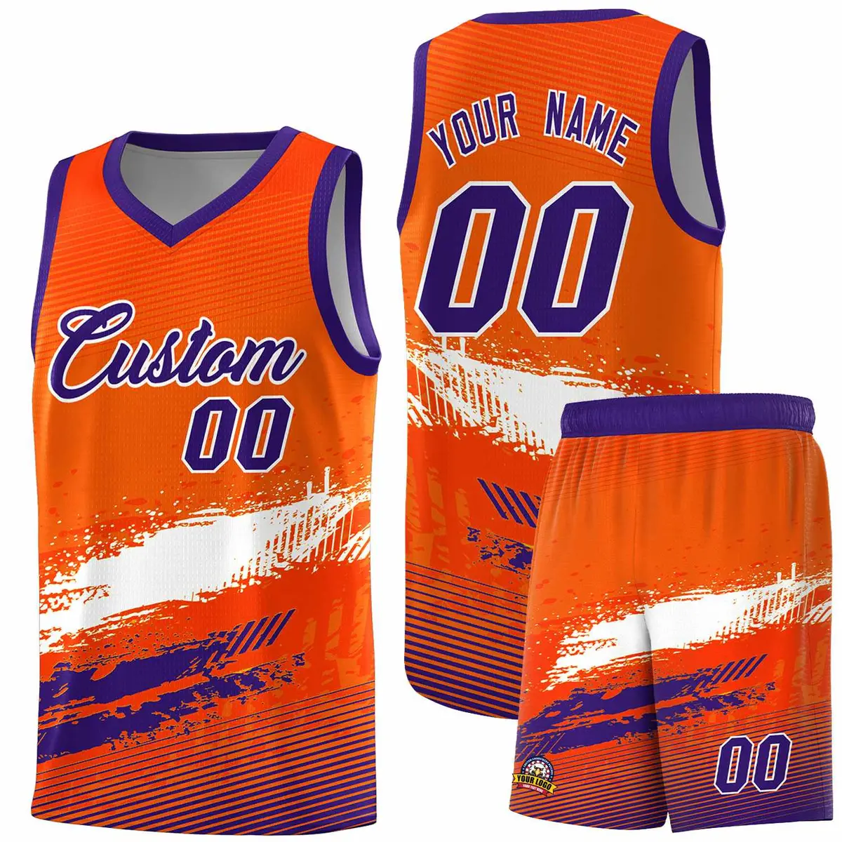 Orange White Purple Graffiti Basketball Jersey