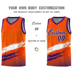 Orange White Purple Graffiti Basketball Jersey 3