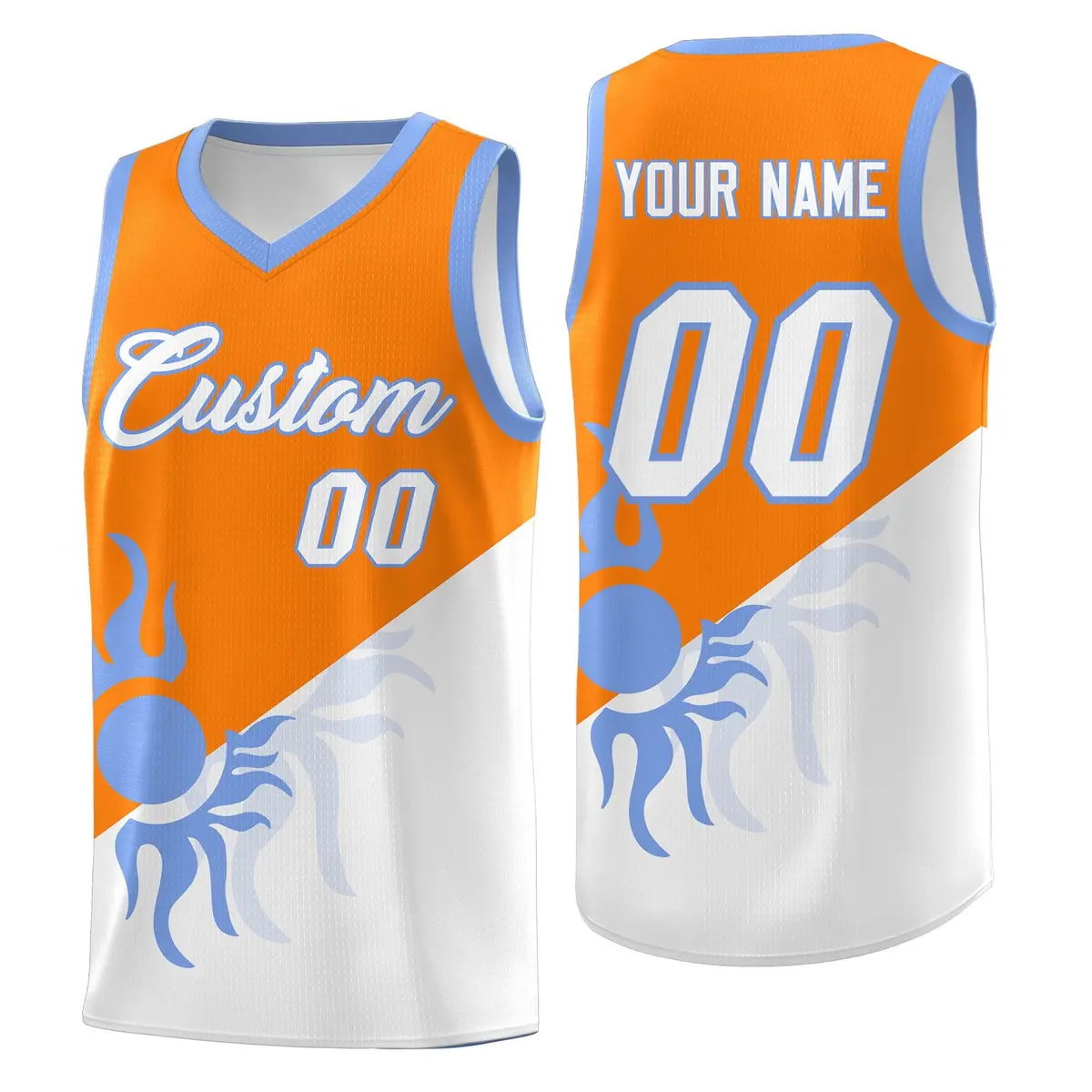 Orange White Radiant Sun Two Tone Athletic Basketball Jersey