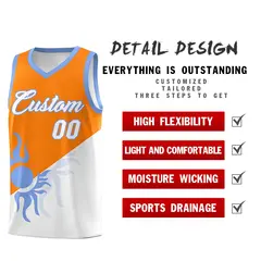 Orange White Radiant Sun Two Tone Athletic Basketball Jersey 3