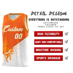 Orange White Radiant Sun Two Tone Basketball Jersey 3