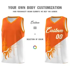 Orange White Radiant Sun Two Tone Basketball Jersey 4