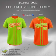 Orange White Reversible Baseball Jersey Moisture-Wicking 2