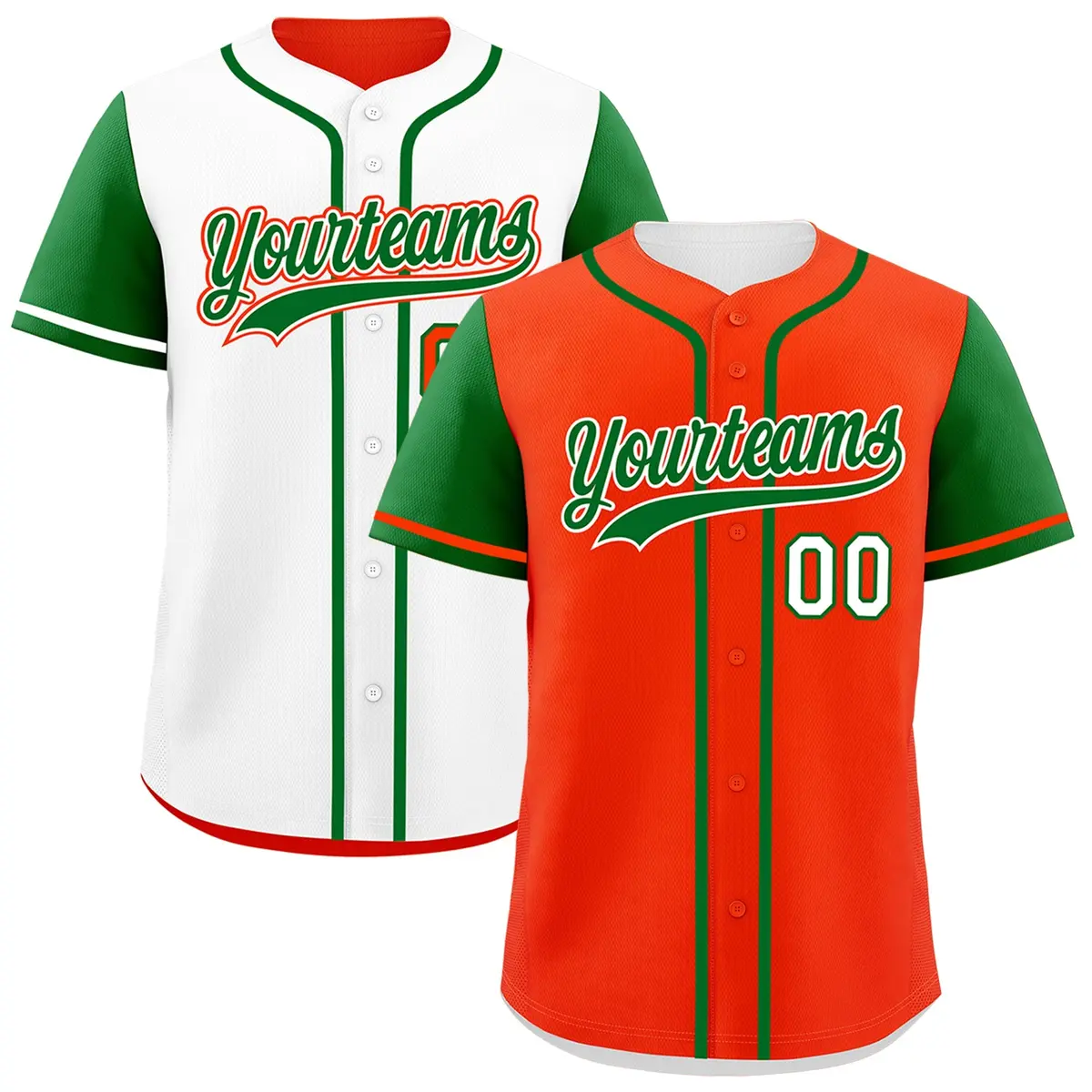 Orange White Reversible Raglan Sleeves Baseball Jersey