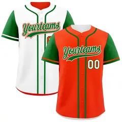 Orange White Reversible Raglan Sleeves Baseball Jersey 1