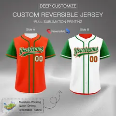 Orange White Reversible Raglan Sleeves Baseball Jersey 2