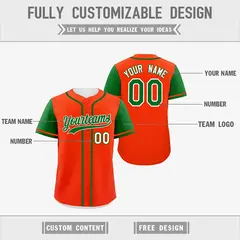 Orange White Reversible Raglan Sleeves Baseball Jersey 3