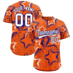 Orange White Royal Blue Graffiti Star Ink Baseball Jersey 1