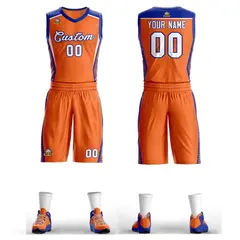 Orange White-Royal Classic Mesh Basketball Jersey Sets