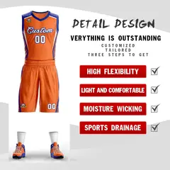 Orange White-Royal Classic Mesh Basketball Jersey Sets 2