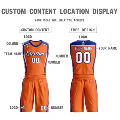 Orange White-Royal Classic Mesh Basketball Jersey Sets 3