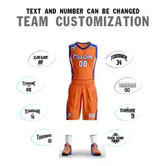 Orange White-Royal Classic Mesh Basketball Jersey Sets 4