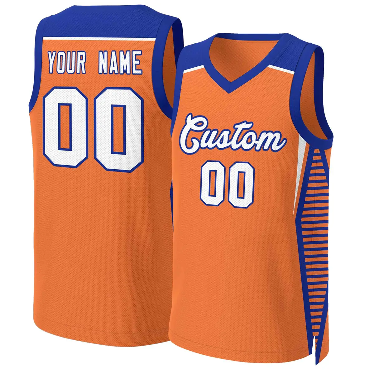 Orange White-Royal Classic Mesh Basketball Jersey Tops