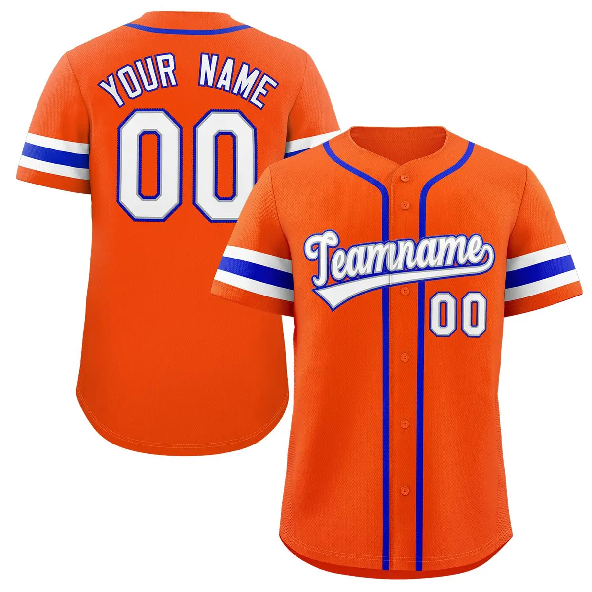 Orange White-Royal Full-Button Classic Baseball Jersey