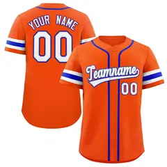 Orange White-Royal Full-Button Classic Baseball Jersey 1