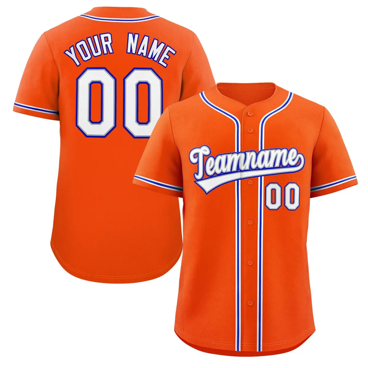 Orange White-Royal Full-Button Classic Baseball Jersey