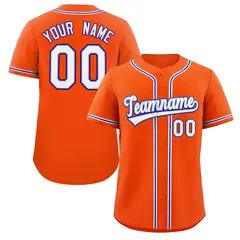 Orange White-Royal Full-Button Classic Baseball Jersey 1