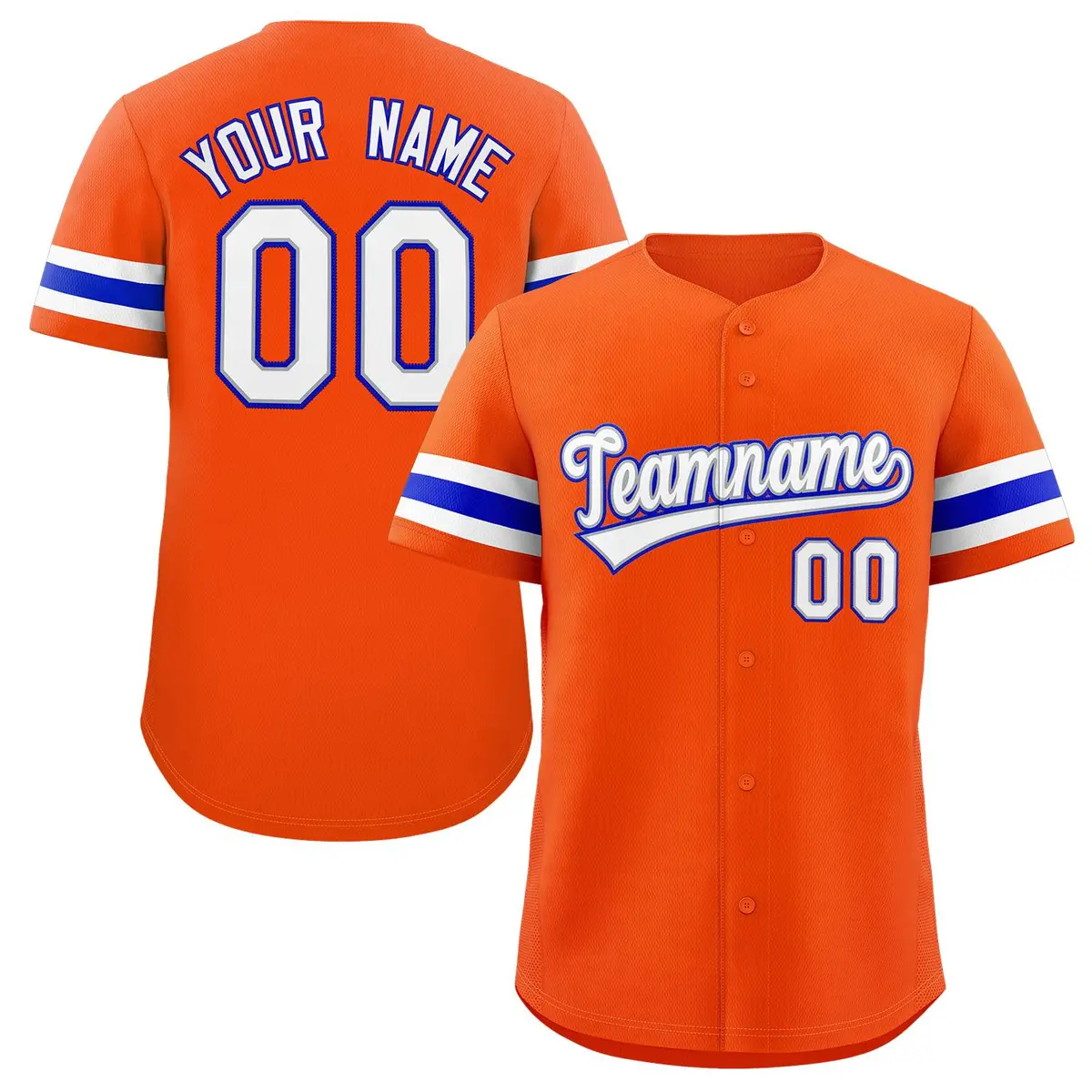 Orange White-Royal Full-Button Classic Baseball Jersey