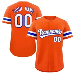 Orange White-Royal Full-Button Classic Baseball Jersey 1