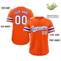 Orange White-Royal Full-Button Classic Baseball Jersey 2
