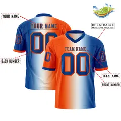 Orange White-Royal Gradient Football Jersey 2