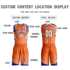 Orange White-Royal Graffiti Angular Element Basketball Jersey 3