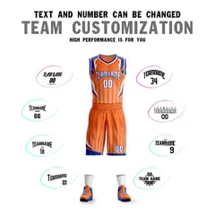 Orange White-Royal Graffiti Angular Element Basketball Jersey 4