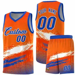 Orange White Royal Graffiti Basketball Jersey 1