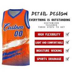 Orange White Royal Graffiti Basketball Jersey 2