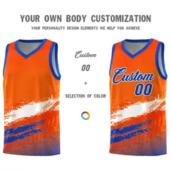 Orange White Royal Graffiti Basketball Jersey 3