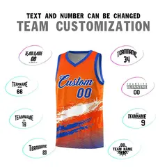 Orange White Royal Graffiti Basketball Jersey 4