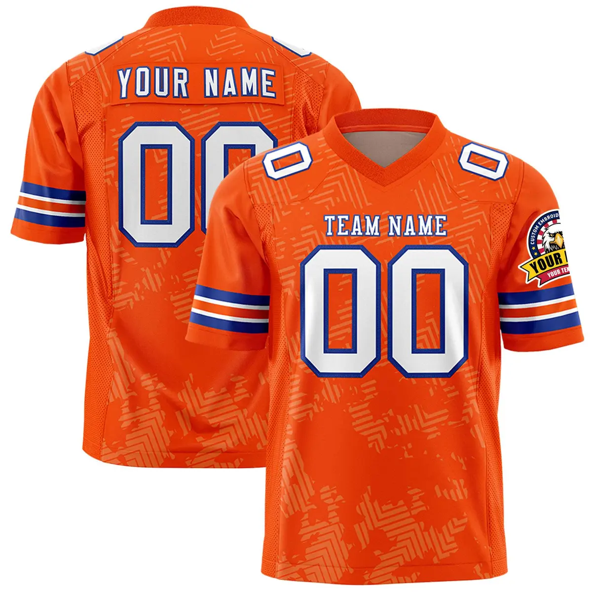 Orange White-Royal Graffiti Line Authentic Football Jersey