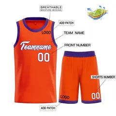 Orange White-Royal Heal Basketball Jersey Uniform Set 3