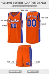 Orange White-Royal Side Stripe Basketball Jersey 2