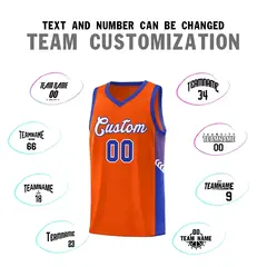Orange White-Royal Side Stripe Basketball Jersey 4