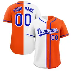 Orange White-Royal Split Fashion Baseball Jersey 1