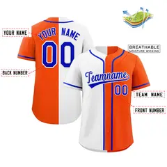 Orange White-Royal Split Fashion Baseball Jersey 2