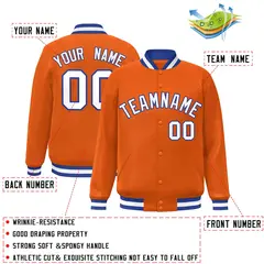 Orange White-Royal Varsity Full-Snap Letterman Jacket 2