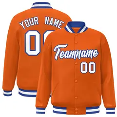 Orange White-Royal Varsity Full-Snap Letterman Jacket