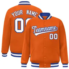 Orange White-Royal Varsity Full-Snap Letterman Jacket 1