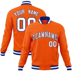 Orange White-Royal Varsity Full-Snap Letterman Jacket 1