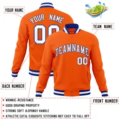Orange White-Royal Varsity Full-Snap Letterman Jacket 4