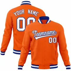 Orange White-Royal Varsity Full-Snap Letterman Jacket 1