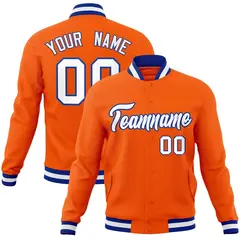 Orange White-Royal Varsity Full-Snap Letterman Jacket 1