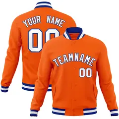 Orange White-Royal Varsity Full-Snap Letterman Jacket